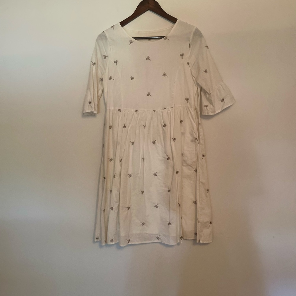 White Dress with Floral Embroidery
